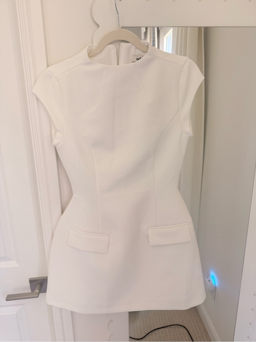 Cap-Sleeve Mini Dress in White - Picture 3 of 3
